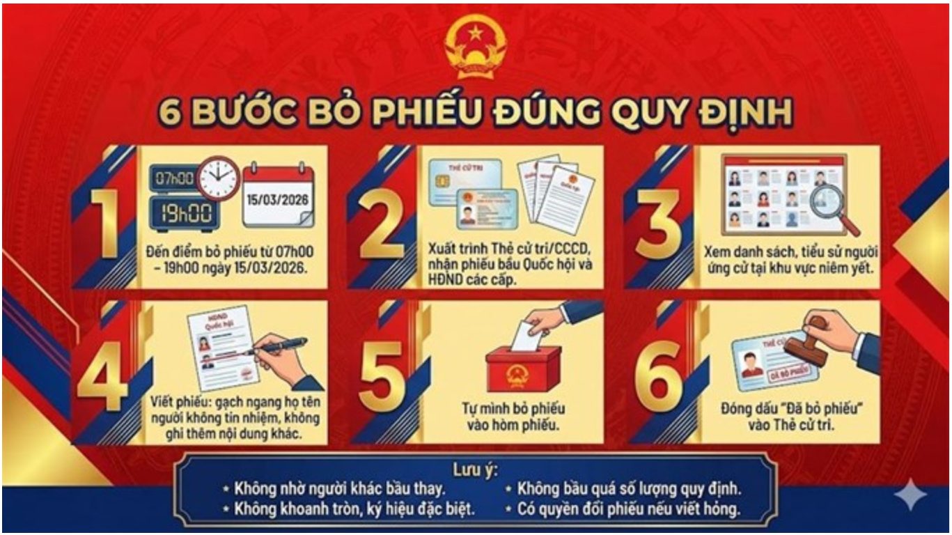 Quy trình 6 bước bỏ phiếu bầu cử Quốc hội, HĐND, cử tri cần biết