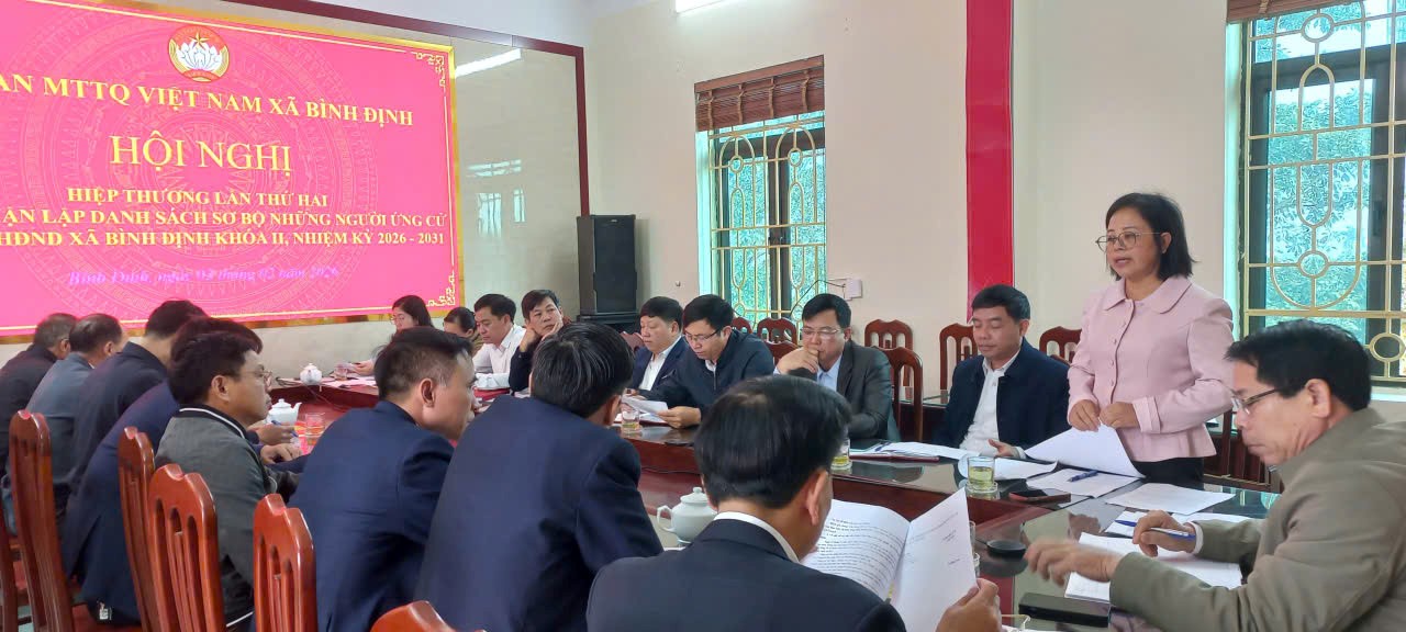 Hiệp thương lần thứ hai, thống nhất danh sách sơ bộ người ứng cử đại biểu HĐND xã Bình Định