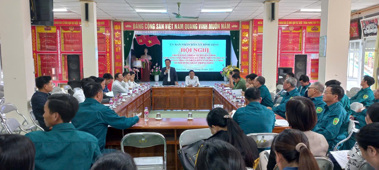 UBND xã Bình Định tổ chức hội nghị triển khai nhiệm vụ tuyển chọn, gọi công dân nhập ngũ và thực hiện nghĩa vụ tham gia Công an nhân dân năm 2026