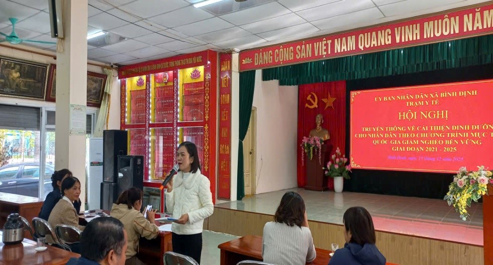 Trạm Y tế xã Bình Định tổ chức hội nghị truyền thông cải thiện  dinh dưỡng cho nhân dân